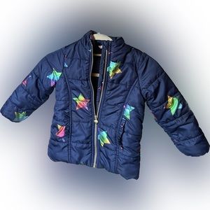 Toddler Girl Winter Coat with Rainbow Stars and Pockets